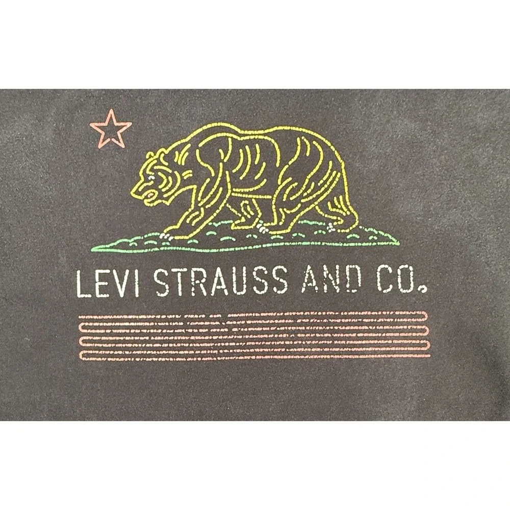 Levi Strauss Hoodie Mens‎ Large Black Bear Graphic Pullover Sweatshirt